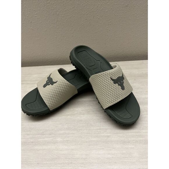 Under Armour Men's Sz 7 Green/Black UA Project Rock SL 2.0 Michelin Slides - Picture 4 of 7